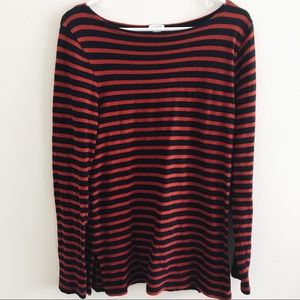 JCREW Red&Black Striped Long-Sleeve Top